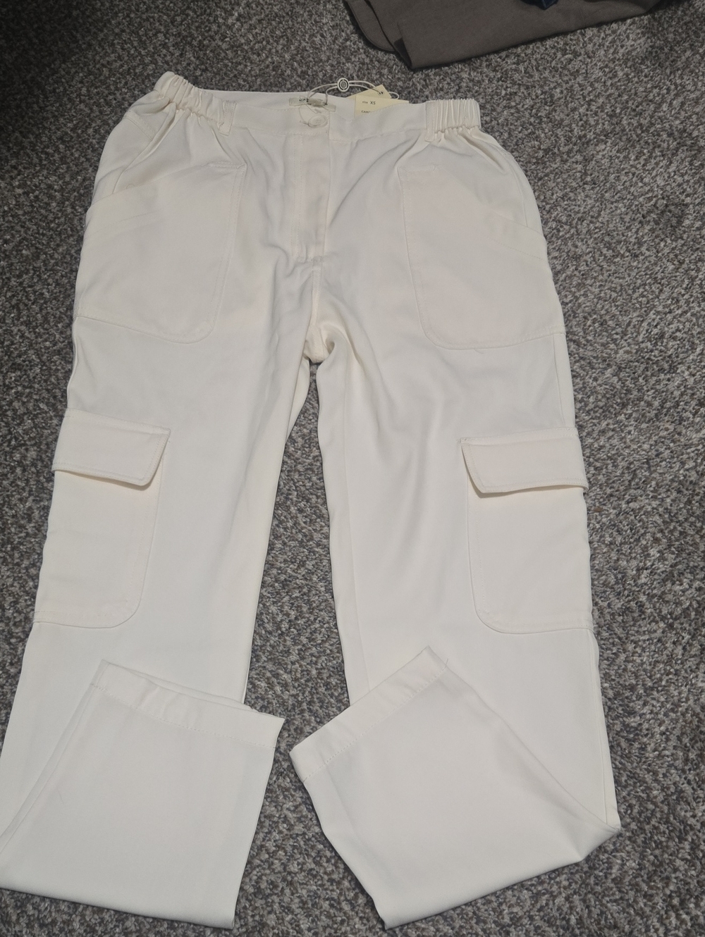 Max Studio Off-White Cargo Trousers with Flap Pockets